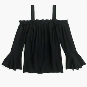NWT Jcrew cold shoulder black silk top size 4 tall